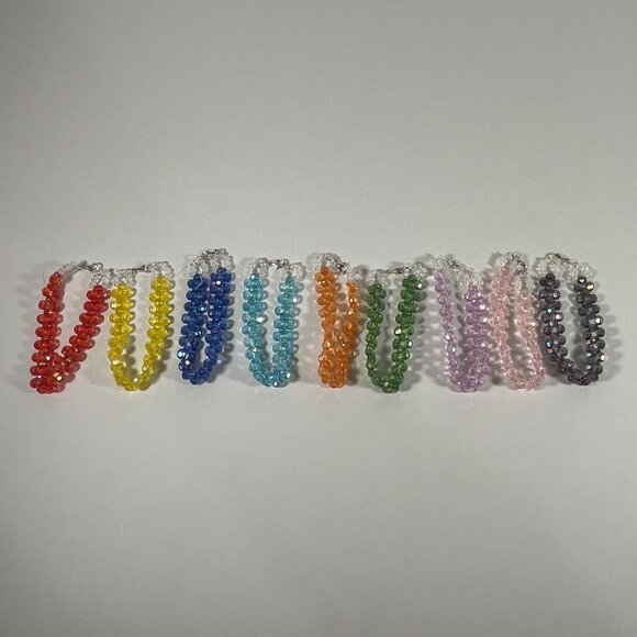 Set of Bracelets! 9 Colors! Acrylic Beads with Cross Weave Pattern! NWT! - Picture 1 of 10